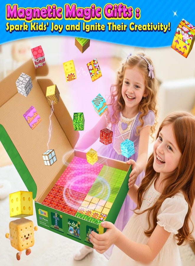 Toylogy مجموعة مكعبات مغناطيسية مكونة من 200 قطعة - لعبة بناء عالم مغناطيسي، غابة، حلوى، مكعبات وبلاطات مغناطيسية، ألعاب للأطفال الصغار، ألعاب بناء تعليمية خارجية للأولاد والبنات من عمر 3 إلى 8 سنوات - Image 5